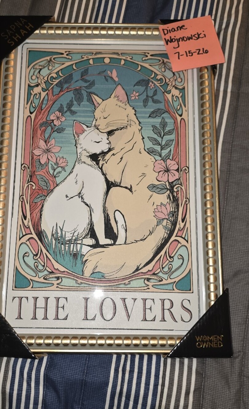 The Lovers — Pastel Blue & Cream Cat Art Print